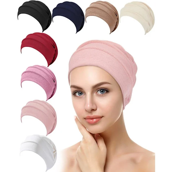 Myke luer for kvinner med hårtap, kreftluer turban med elastisk sovelue, full dekning, lett design, bomulls chemo hodeplagg for sensitiv hud