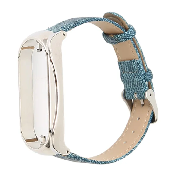 Klockarmband Tyg Justerbart Andningsbart Smartwatch Ersättningsarmband för Mi Band 7 Blått Tyg Silverfodral