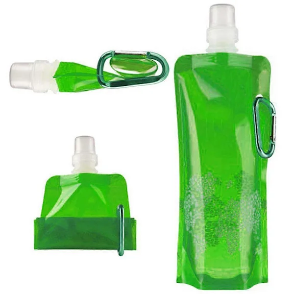 Portable Ultralight Foldable Silicone Water Bottle Water Bag Outdoor Sports Accessories Hiking Camping Soft Bottle Water Bag (Green)