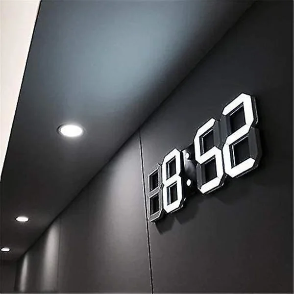 【BQ】14,8' LED-klocka, fjärrkontroll med flera funktioner, automatisk ljusstyrka stor digital väggklocka