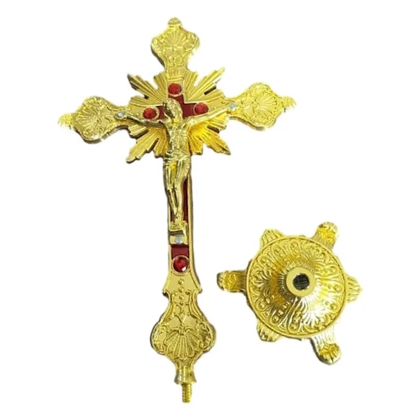 Jesus Krucifiks Jesus Kors Statue Krucifiks med Stand til Kapel Alterbord