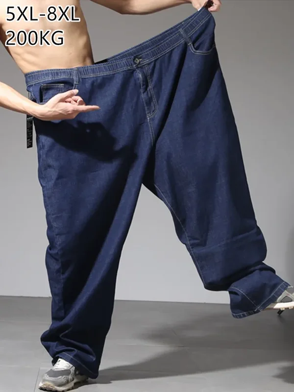 AliExpress - 200kg extra große Jeans Männer blau 8xl 7xl 6xl 5xl plus Größe Denim große gerade elastische Hose schwarz gestreckte Hose mit hoher 