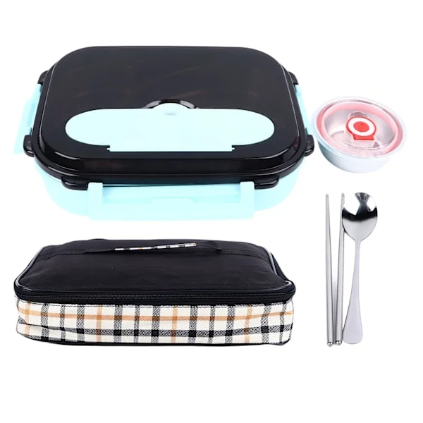 2L Divided Lunch Box 4 Compartments Stainless Steel Portable Food Containers with Chopsticks Spoon for Work Travel School