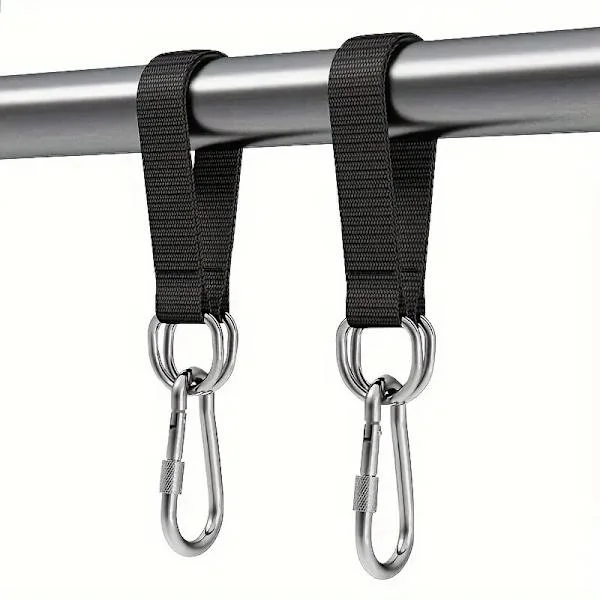2-osainen keinuteline - Riippumatoteline - 10" puukeinun hihna - Karabinerilla, kestää 90 kg - Täydellinen puukeinutuoleille, riippumatoille, 
