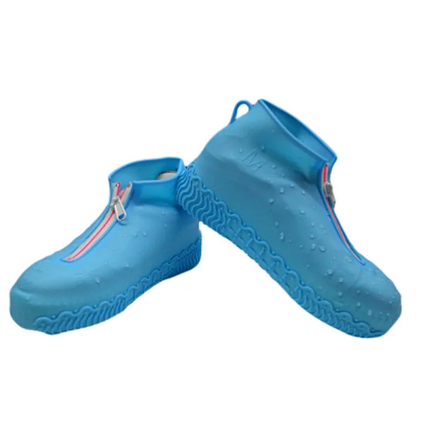 Waterproof Shoe Cover with Zipper (L, Blue), Without Shoes, Waterproof