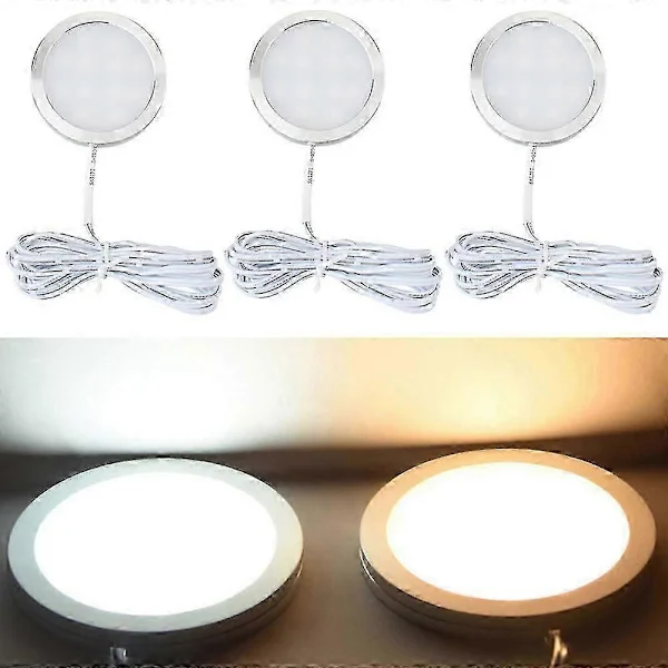 1-10 stk. LED rund skaplampe, vinskap, bobil-lampe 12V liten downlight puck-lampe