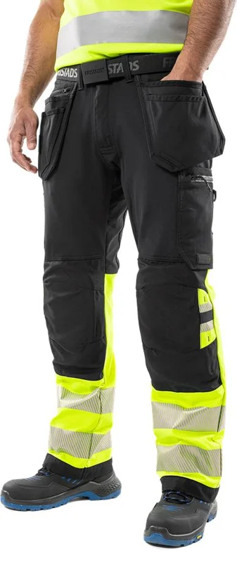 Fristads Herr Varsel Green hantverkarbyxa stretch 2643 GSTP, klass 1, Varsel Gul/Svart