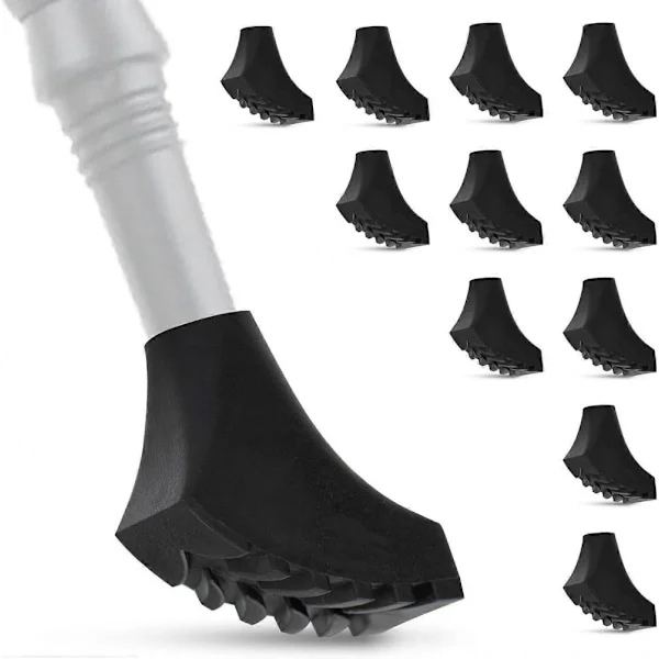 12x gummispisser for nordiske gåstaver, spisser for trekkingstaver, spisser for nordiske gåstaver, spisser for turstaver, terreng