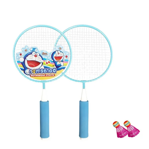 Badminton Racket Badminton Treningsverktøy Utendørs Sports Leke Sett For Barn (2 Racket, 2 Badminton Baller), Blå