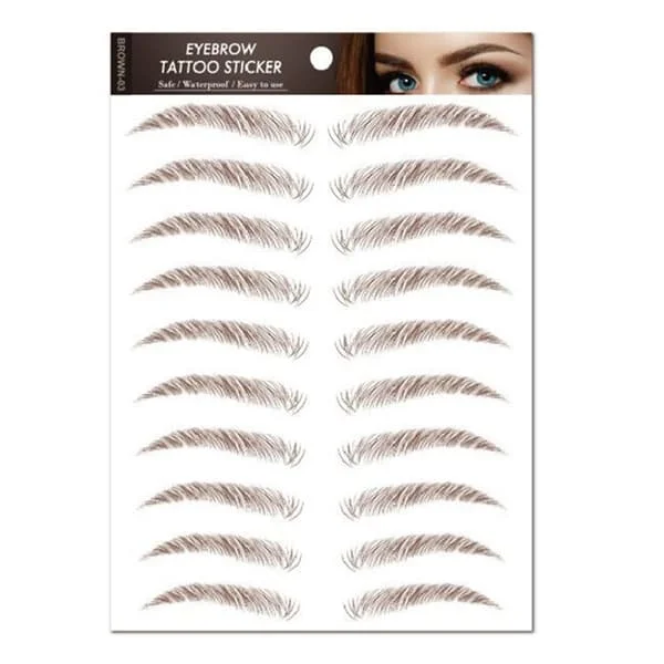 10 ark 6D øyenbryn tatovering klistremerke, hårlignende ekte øyenbryn Langvarig vanntett Naturlig løsøyebryn Makeup