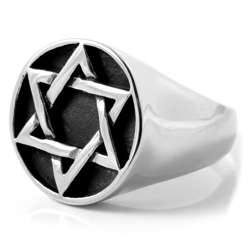 Sentio | Stainless Steel Star of David Signet Ring for Men - Signet rings