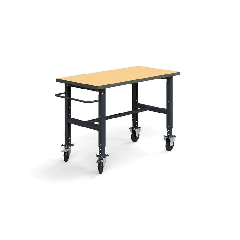 Mobile workbench TRUST, 1500x760 mm, 200 kg load, hardboard