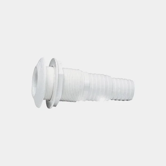 Skroggennemføring til slange Nuova Rade, plast, lige, buet, 1" G (BSP) til 25 mm (1") slange, hvid