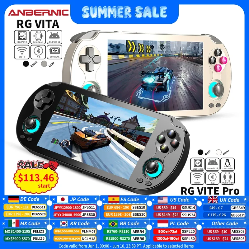 AliExpress - Console de jeu portable ANBERNIC RG VITA / RG VITA Pro, lecteur de jeux vidéo Android 5000 mAh, prend en charge le streaming Bluetooth AI
