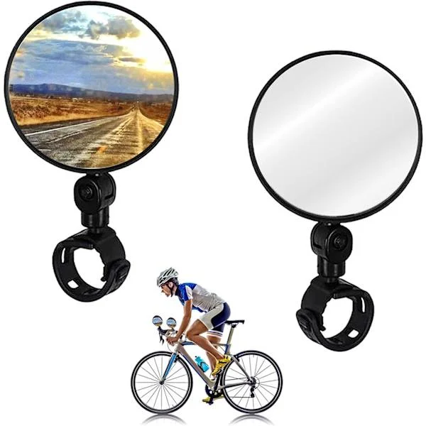 2-pack Universal Bicycle Handlebar Mirrors, Swivel Reflector, Handle