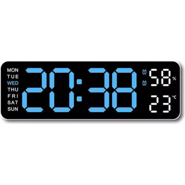 Stor LED Digital Vegg-/Bordvekkerklokke - Viser Kalender, Temperatur og Dato - Full Funksjonalitet for Hjemmet