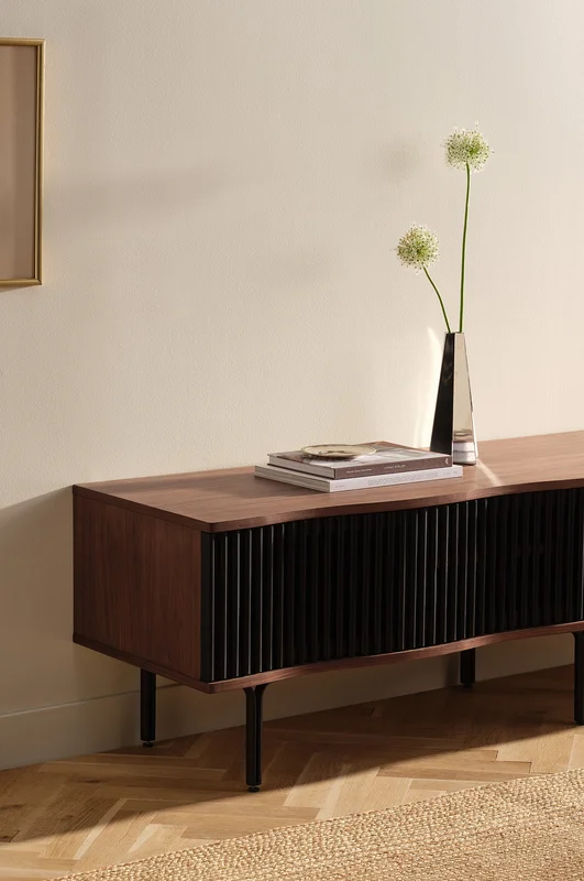 Jotex - Szafka Pod Telewizor Walnut and charcoal black. metal: black sand - LÖVSTRAND - Kup Ławka RTV firmy Jotex