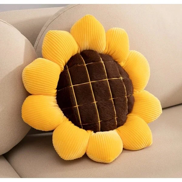 Flower Pillow Soft Sunflower Cushion Shaped Mat Throw Pillows Cushions for Home Room Decoration (15.35 Inch)