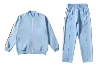 Trendy mærke patchwork farve jakkesæt afslappet sport herre standkrave lynlås cardigan sweatshirt mænd Lyseblå