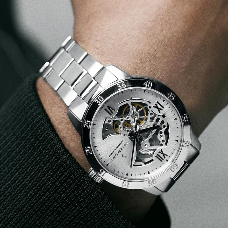 Dante II | Silver-tone Skeleton Watch for Men - Skeleton watches