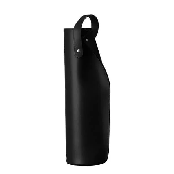 Black Wine Bag, 750ml PU Leather Bag with Handle, Waterproof