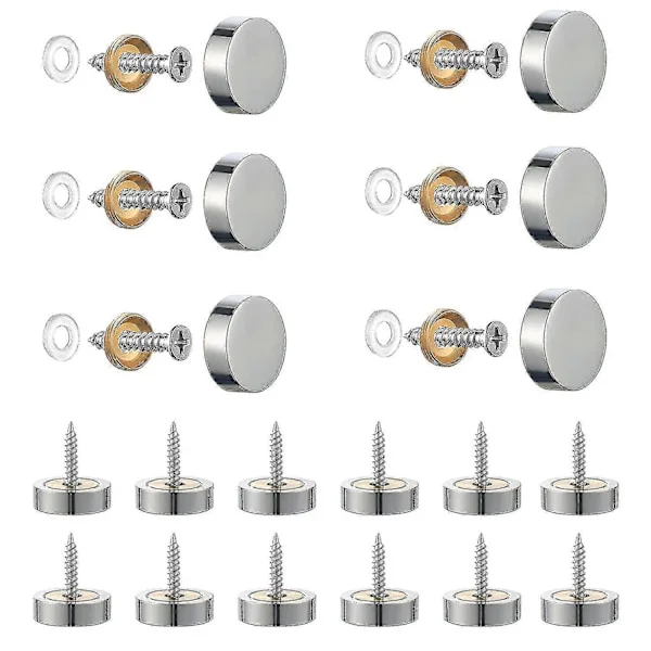20 stk. Børstet Rustfritt Stål Speilskruer Med Dekorative Hetter For Speil, Bord, Badeplater, Skap, Glasspaneler (sølv) (12mm) Sh LGL