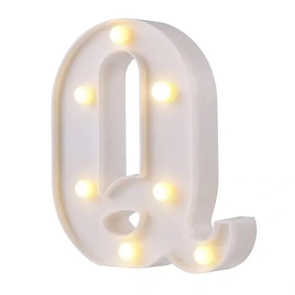 LED Letter Night Light Q, Waterproof Plastic Alphabet Lamp for Party Bar Cafe Wall Decor, Warm White 22 cm
