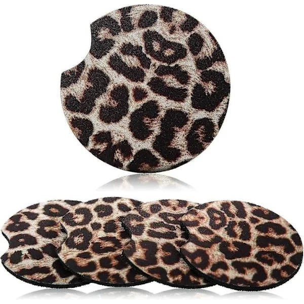 5 stk. Leopardprint Bilunderlag Gummiunderlag Absorberende Gummi Bilunderlag