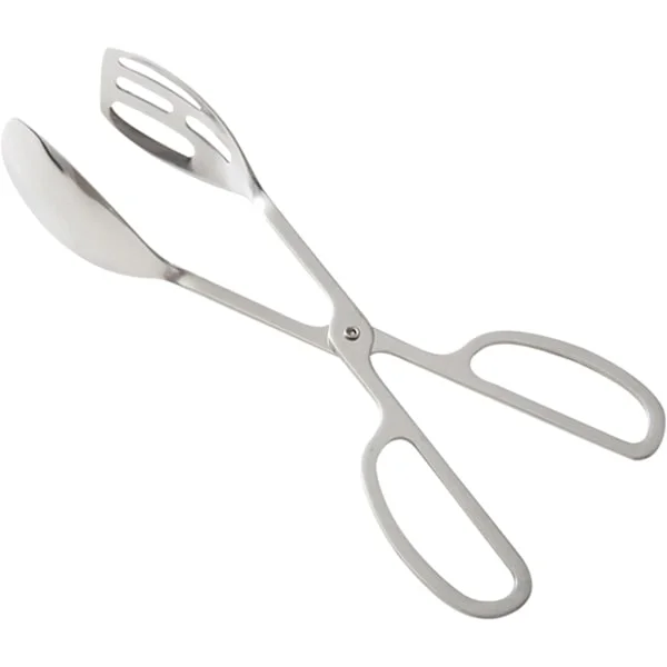 Ruostumattomasta teräksestä valmistetut salaattipihdit, 25,5 cm ruokapihdit, salaattipihdit, grillipihdit, sopivat kotiin, keittiöön, juhliin (hopea).