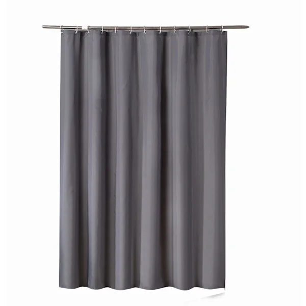 80 cm wide x 180 cm long dark grey shower curtain, waterproof shower curtain liner, bathroom curtain with plastic curtain rings