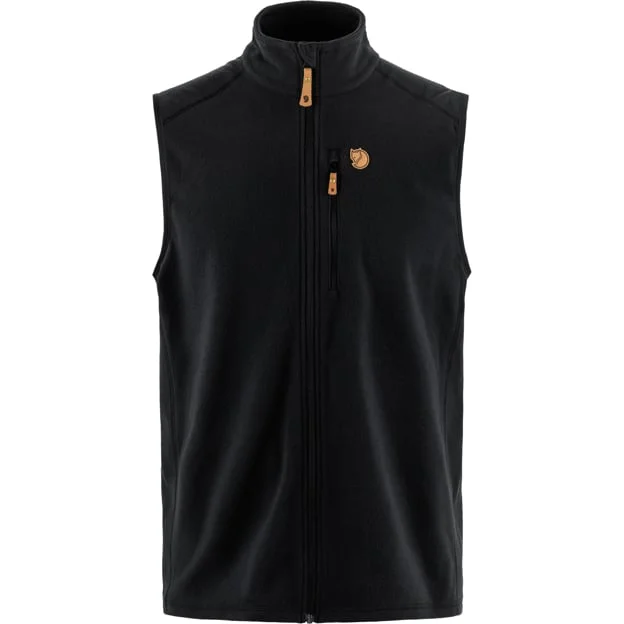 Fjällräven Men's Övik Lite Fleece Vest Jacket in Black | Size: XS, Recycled Polyester
