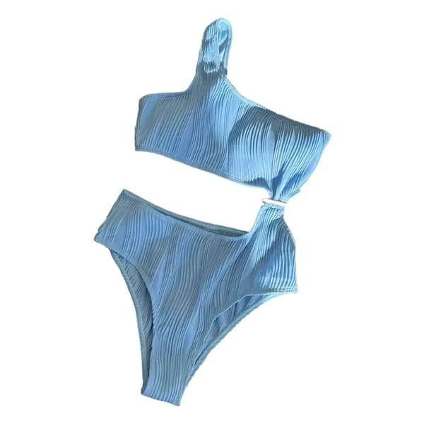 Kvinnor En-axel Ribbad-Bikini Cutout Baddräkt Badkläder Baddräkter Oregelbunden-Skönhet Sexiga Badkläder-Beach