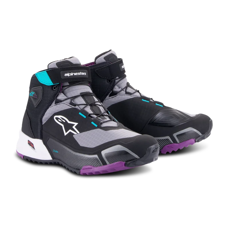 Motorschoenen Alpinestars CR-X Drystar Dames Plom Thee Zwart/Grijs/Plum/Groenblauw 41