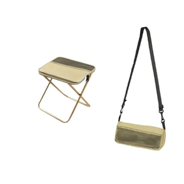 Outdoor Backpack Folding Stool Pencil Case Stool Portable Simple Camping Equipment Shoulder Bag Stool Sports Folding Chair Handbag (Small) L