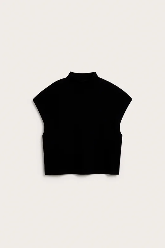 Kappahl | Strikket vest med krage Svart L | Dame