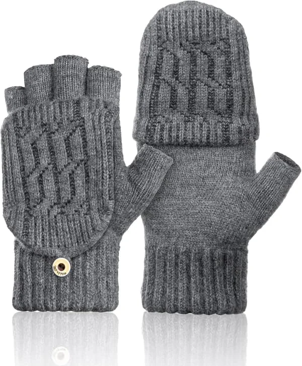 Vinter Fingerløse Vanter Kvinder Fingerløse Vanter Fleksible Termiske Uldvanter(yh)