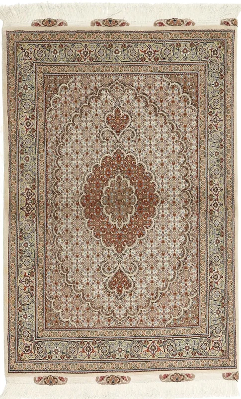 Noué À La Main Tabriz 50 Raj Tapis 100X150 D'orient De Laine Marron/Beige Petit