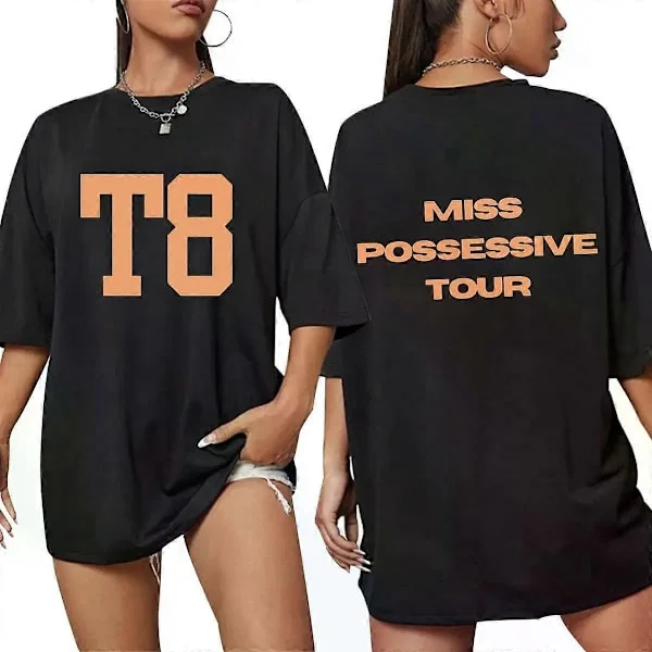 Tate Mcrae T8 Miss Possessive Tour T-shirts Herr Dam Mode Harajuku Hip Hop T-shirt Lös Bomull Casual Y2K T-shirts Streetwear