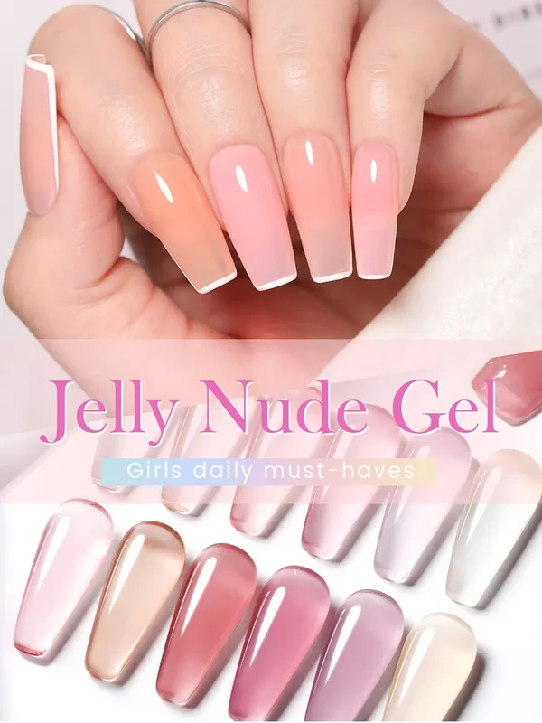 AliExpress - BORN PRETTY 10 ml Jelly Nude Gel-Nagellack, 50 Farben, halbtransparent, Nagelkunst-Nagelzubehör, Soak Off UV-LED-Nagellack für Nägel