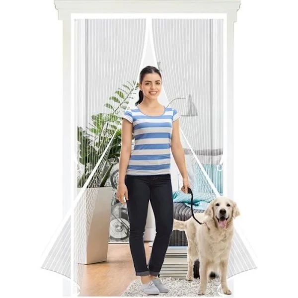 Magnetisk Dør Myggenet Gardin 80x210cm, Fluesikkert Dør Magneter til Balkondør, Terrassedør, Hvid[YJD]