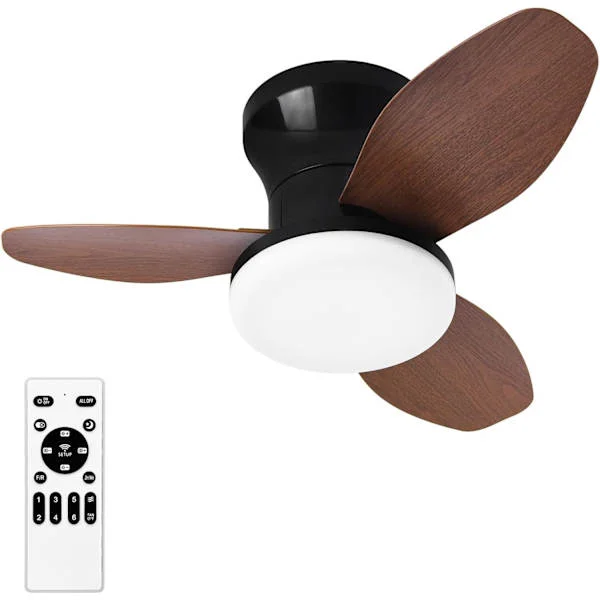 Takfläkt 65/88 cm med LED-lampa, tyst takfläkt med fjärrkontroll och justerbar färgtemperatur