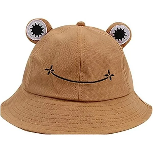 Grod-solhatt, grod-bucket-hatt herr fiskarhatt dam-bucket-hattar för kvinnor herrhattar sommarkeps Khaki L
