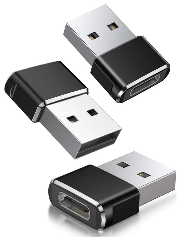 USB C-hona till USB A-hane Adapter 3-pack - Typ C USB A Laddare Konvertera för Apple Watch 7, iPhone 11 12 13 Pro Max SE 3,14, iPad Air 5 Mini 6,8