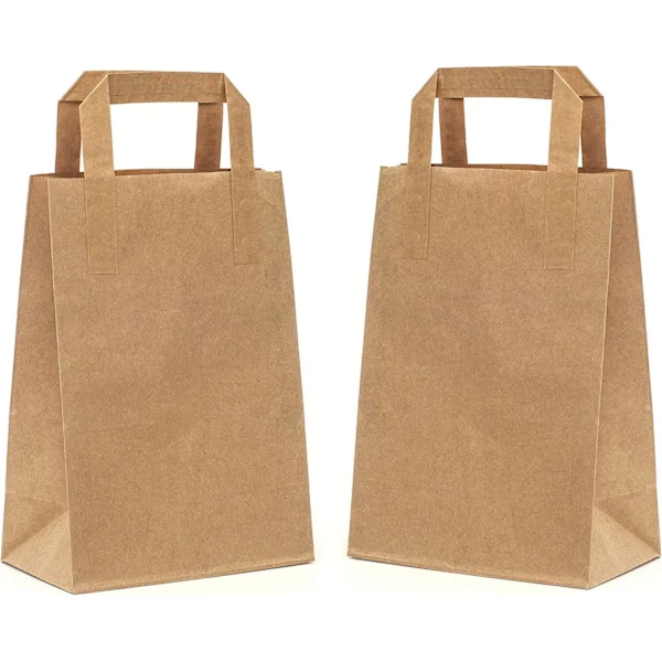 50 brune papirsposer med håndtag - 21*11*27cm, papirsposer med flade håndtag, gaveposer, kraftpapirsposer, DIY julekalendere