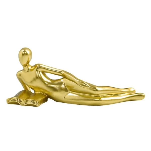 Abstract Thinker Statue Reading Women Modern Aesthetic Resin Figurine Sculpture for Bookshelf and Office Desk Decor White[D]