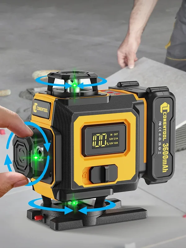 AliExpress - CONENTOOL 16-Linien 4D Laser-Nivelliergerät mit Stativ, Grüne Linie Selbstnivellierend 360° Horizontal Vertikal Kreuzlinien-Messgerät mit