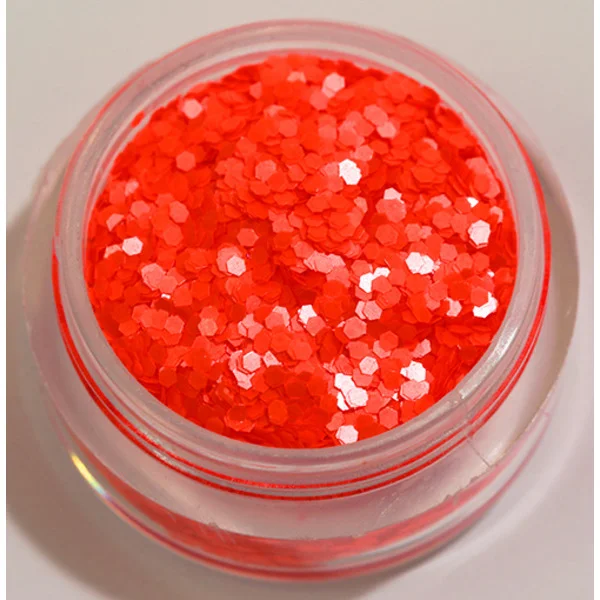 1st Hexagon glitter Neon Orange (matta)