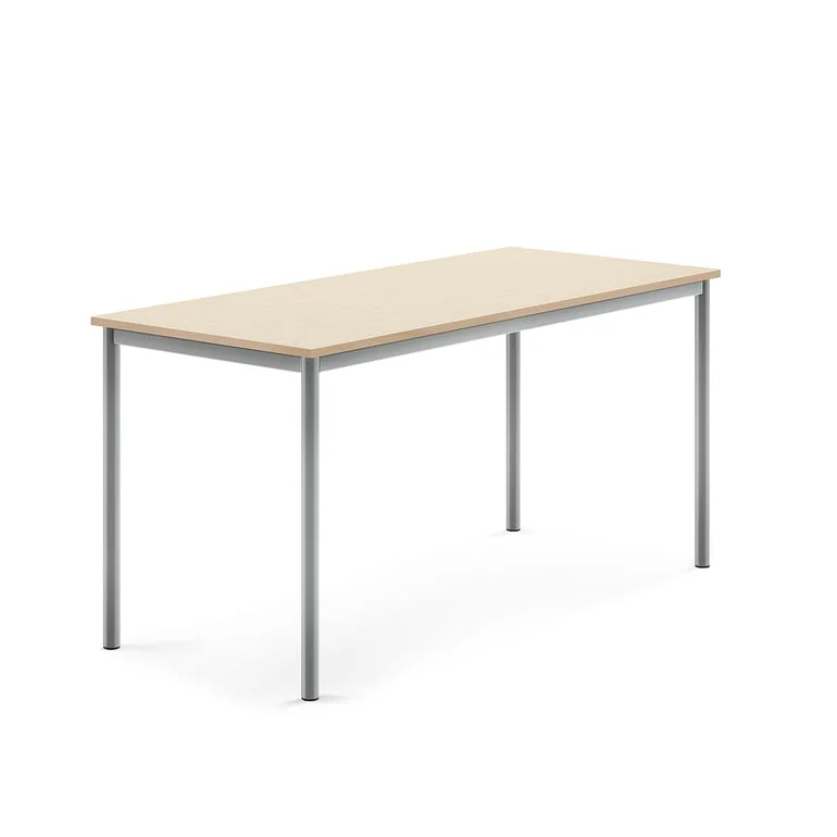 BORÅS Bord 160x70 cm, Sølv/Bjørk Laminat - Rektangulært Skolebord - AJ Produkter