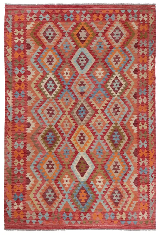 Kelim Afghan Old Style Matot Käsinkudottu 200X300 Matto Tummanpunainen/Ruskea