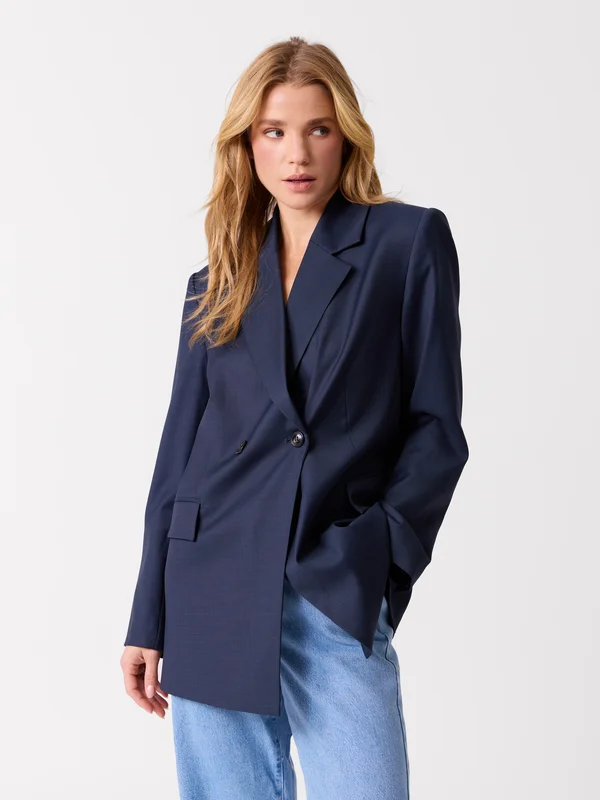 MATCH - Mimmi blazer - Jean Paul - Str. L - Dame - Blazere - Blå - 50% ull, 50% polyester